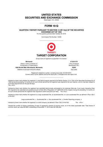 Thumbnail Target 10-Q Quarterly Report FY2016 