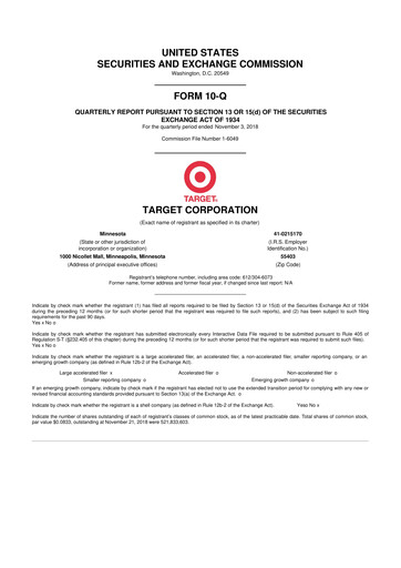 Thumbnail Target 10-Q Quarterly Report FY2018 
