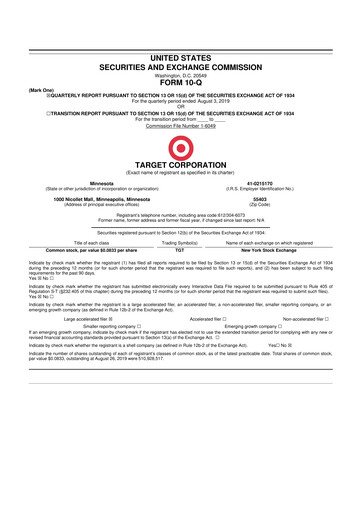 Thumbnail Target 10-Q Quarterly Report FY2019 