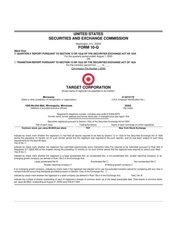Thumbnail Target 10-Q Quarterly Report FY2020 
