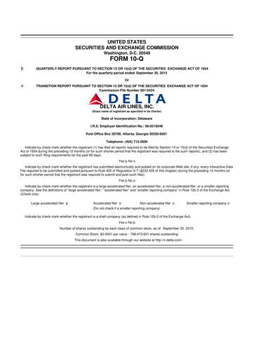 Thumbnail Delta Air Lines 10-Q Quarterly Report FY2015 