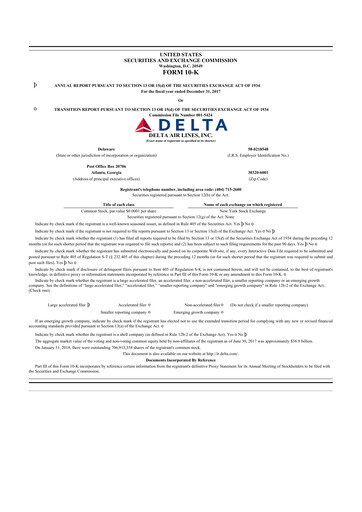 Thumbnail Delta Air Lines 10-K Annual Report 2017