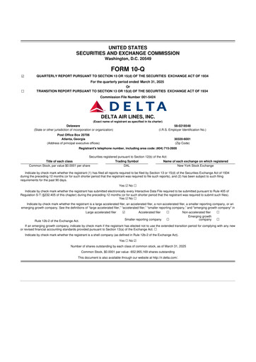 Thumbnail Delta Air Lines 10-Q Quarterly Report FY2025 