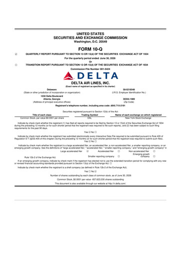 Thumbnail Delta Air Lines 10-Q Quarterly Report FY2026 