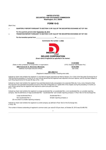 Thumbnail Deluxe Corporation 10-Q Quarterly Report FY2013 