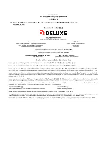 Thumbnail Deluxe Corporation 10-K Annual Report 2016