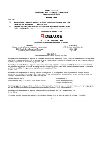 Thumbnail Deluxe Corporation 10-Q Quarterly Report FY2018 