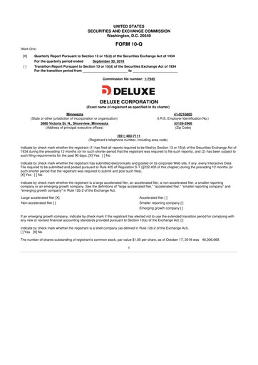 Thumbnail Deluxe Corporation 10-Q Quarterly Report FY2018 