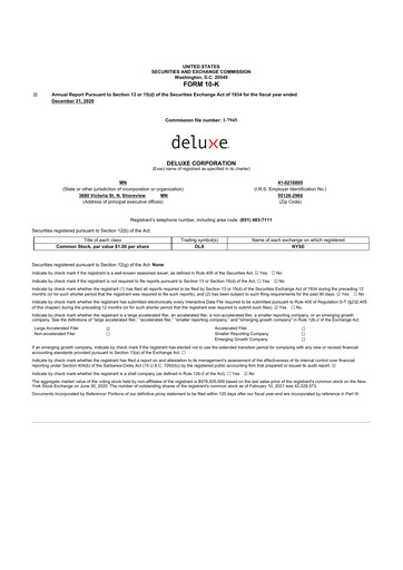 Thumbnail Deluxe Corporation 10-K Annual Report 2020