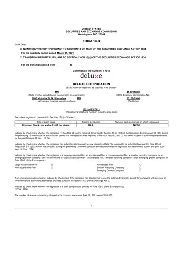 Thumbnail Deluxe Corporation 10-Q Quarterly Report FY2021 