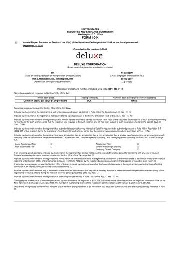Thumbnail Deluxe Corporation 10-K Annual Report 2025
