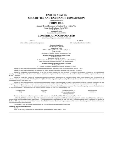 Thumbnail Comerica 10-K Annual Report 2013