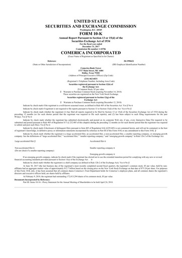 Thumbnail Comerica 10-K Annual Report 2017