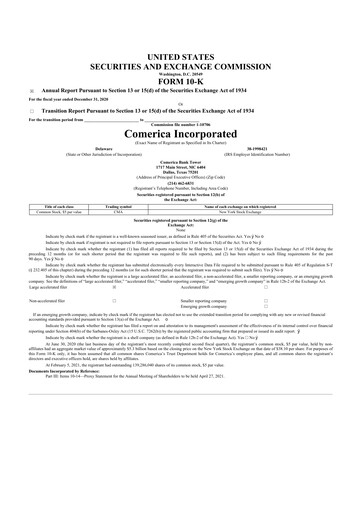 Thumbnail Comerica 10-K Annual Report 2020