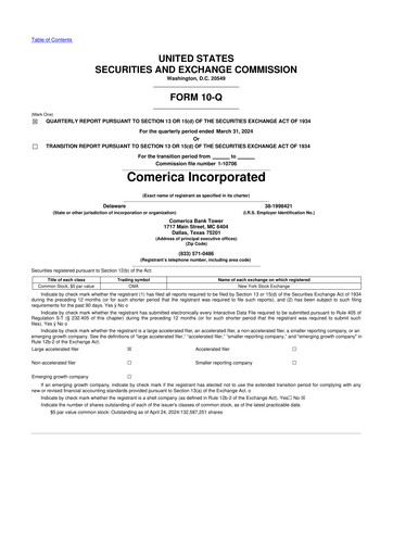 Thumbnail Comerica 10-Q Quarterly Report FY2024 