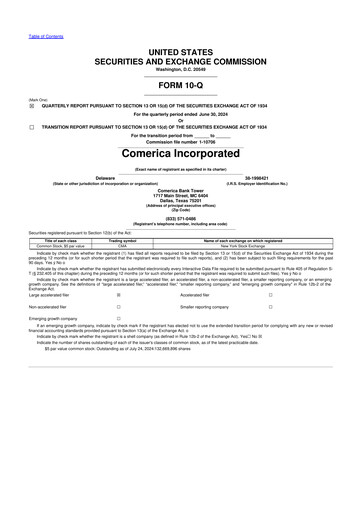 Thumbnail Comerica 10-Q Quarterly Report FY2024 