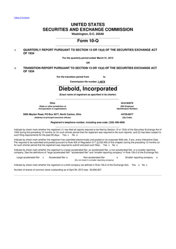 Miniature Diebold Nixdorf
 10-Q Rapport trimestriel 2013 