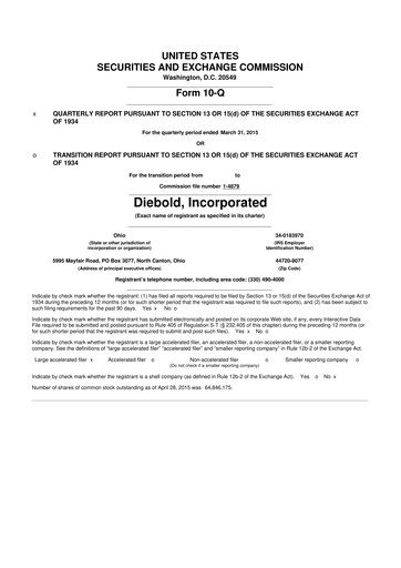 Miniature Diebold Nixdorf
 10-Q Rapport trimestriel 2015 