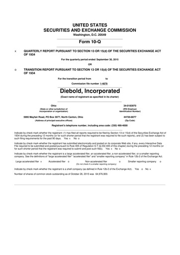 Miniature Diebold Nixdorf
 10-Q Rapport trimestriel 2015 