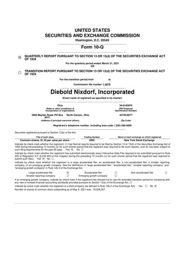 Miniature Diebold Nixdorf
 10-Q Rapport trimestriel 2021 