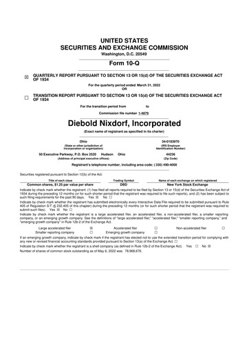 Miniature Diebold Nixdorf
 10-Q Rapport trimestriel 2022 