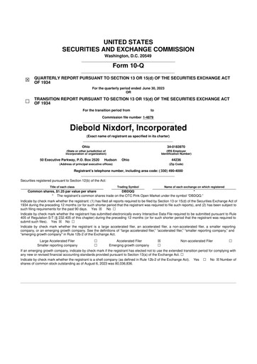 Miniature Diebold Nixdorf
 10-Q Rapport trimestriel 2023 