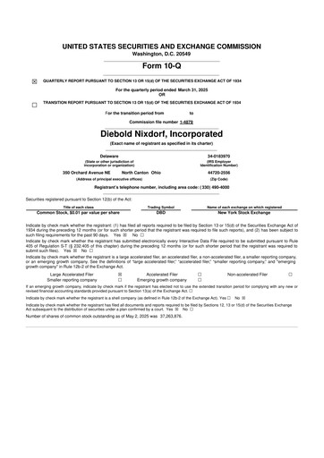 Miniature Diebold Nixdorf
 10-Q Rapport trimestriel 2025 