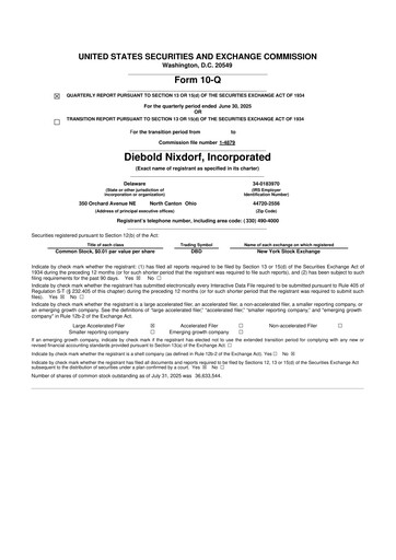 Miniature Diebold Nixdorf
 10-Q Rapport trimestriel 2025 