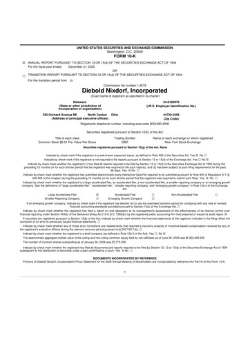 Miniature Diebold Nixdorf
 10-K Rapport annuel 2025