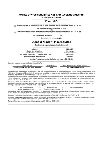 Thumbnail Diebold Nixdorf
 10-Q Quarterly Report FY2026 