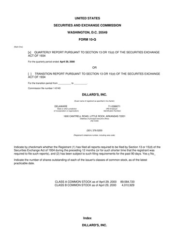 Thumbnail Dillard's
 10-Q Quarterly Report FY 