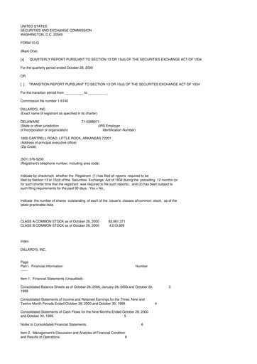 Thumbnail Dillard's
 10-Q Quarterly Report FY 