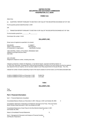 Thumbnail Dillard's
 10-Q Quarterly Report FY 