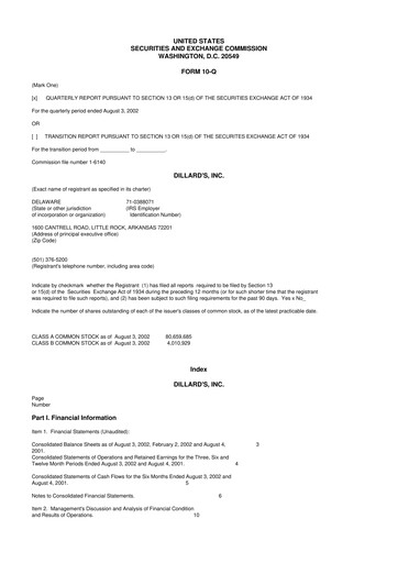 Thumbnail Dillard's
 10-Q Quarterly Report FY 