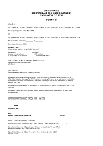 Thumbnail Dillard's
 10-Q Quarterly Report FY 