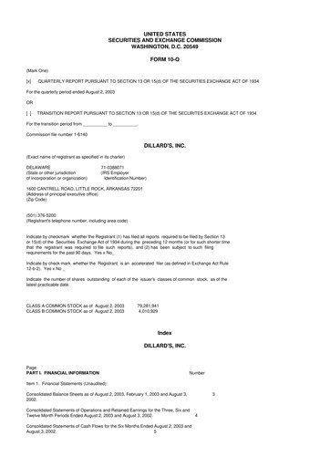 Thumbnail Dillard's
 10-Q Quarterly Report FY 