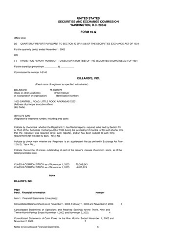 Thumbnail Dillard's
 10-Q Quarterly Report FY 