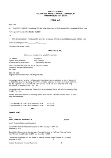 Thumbnail Dillard's
 10-Q Quarterly Report FY 