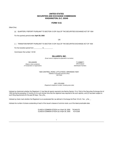 Thumbnail Dillard's
 10-Q Quarterly Report FY 