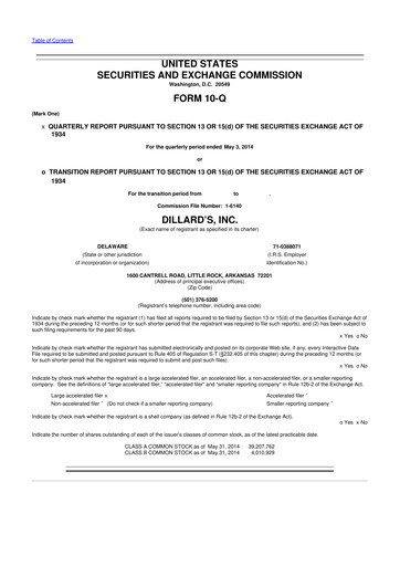 Thumbnail Dillard's
 10-Q Quarterly Report FY2014 