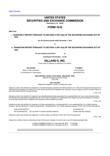 Thumbnail Dillard's
 10-Q Quarterly Report FY2014 