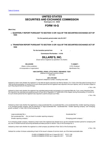 Thumbnail Dillard's
 10-Q Quarterly Report FY2017 