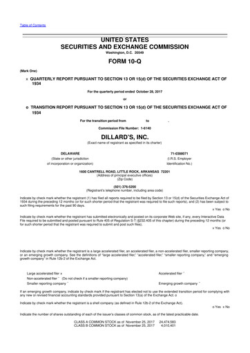 Thumbnail Dillard's
 10-Q Quarterly Report FY2017 