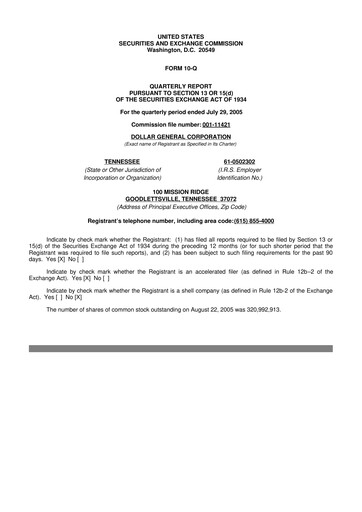 Thumbnail Dollar General 10-Q Quarterly Report FY 