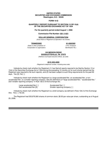 Thumbnail Dollar General 10-Q Quarterly Report FY 