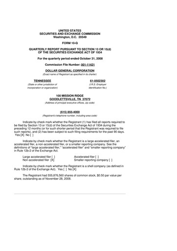 Thumbnail Dollar General 10-Q Quarterly Report FY 