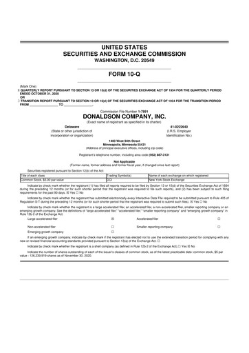 Thumbnail Donaldson Company 10-Q Quarterly Report FY2021 