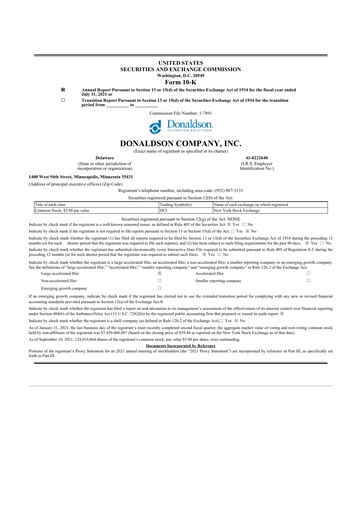 Thumbnail Donaldson Company 10-K Annual Report 2021