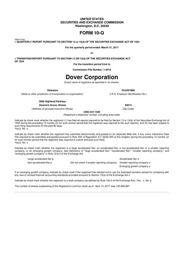 Thumbnail Dover Corporation 10-Q Quarterly Report FY2017 