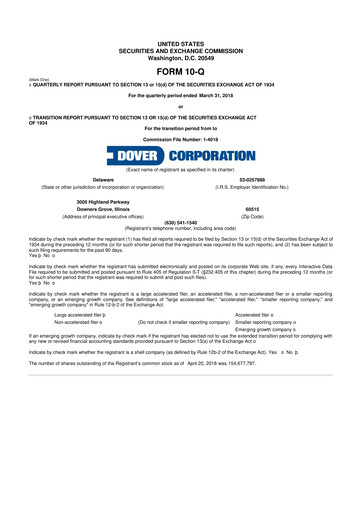 Thumbnail Dover Corporation 10-Q Quarterly Report FY2018 